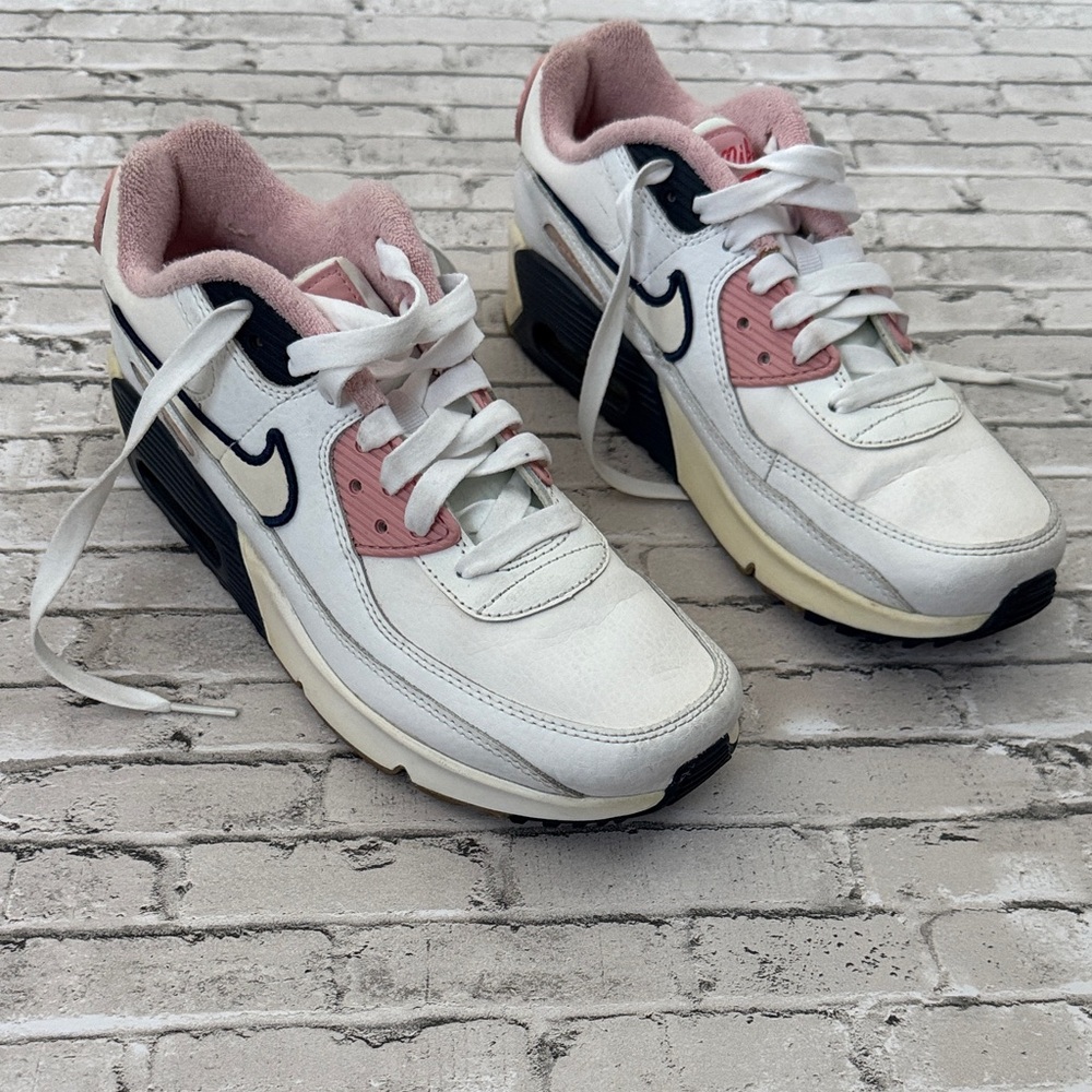 Youth White and Pink Sneakers